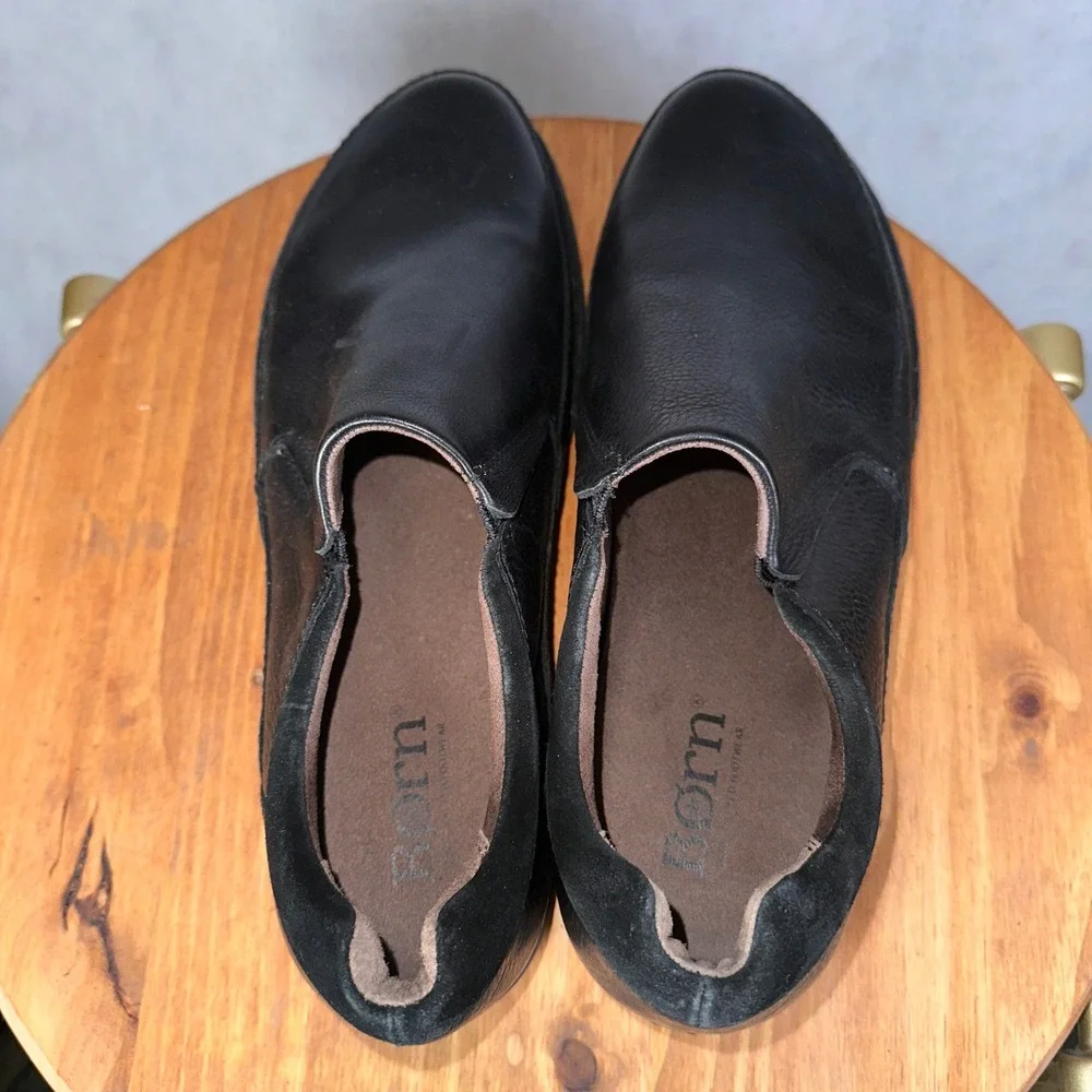 Born H48203 Slip On Loafers Mens 14 Black Good Leather Comfort Walking Shoes